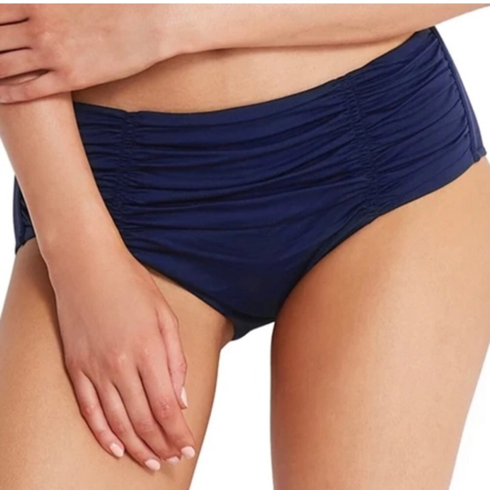 Seafolly NWOT Gathered Front Retro Pant in Navy sz US 8